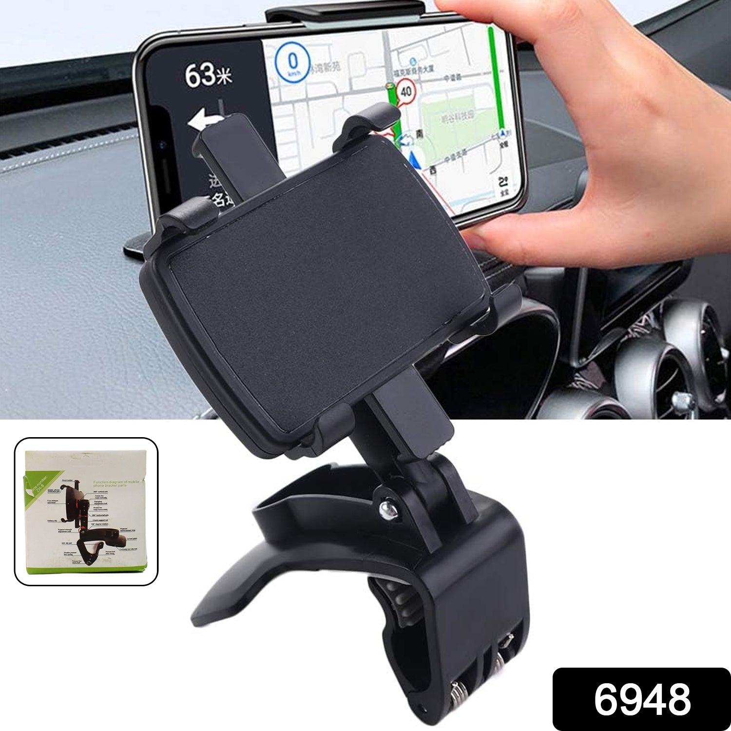 6948  Car Phone Holder Clip Mount 360 Degree Rotation Dashboard Rear View Mirror Sun Visor Smartphone Hud Navigation Fold Stand Plastic Black Compatible For All Smart Phones 6948  Car Phone Holder Clip Mount 360 Degree Rotation Dashboard Rear View Mirror Sun Visor Smartphone Hud Navigation Fold Stand Plastic Black Compatible For All Smart Phones